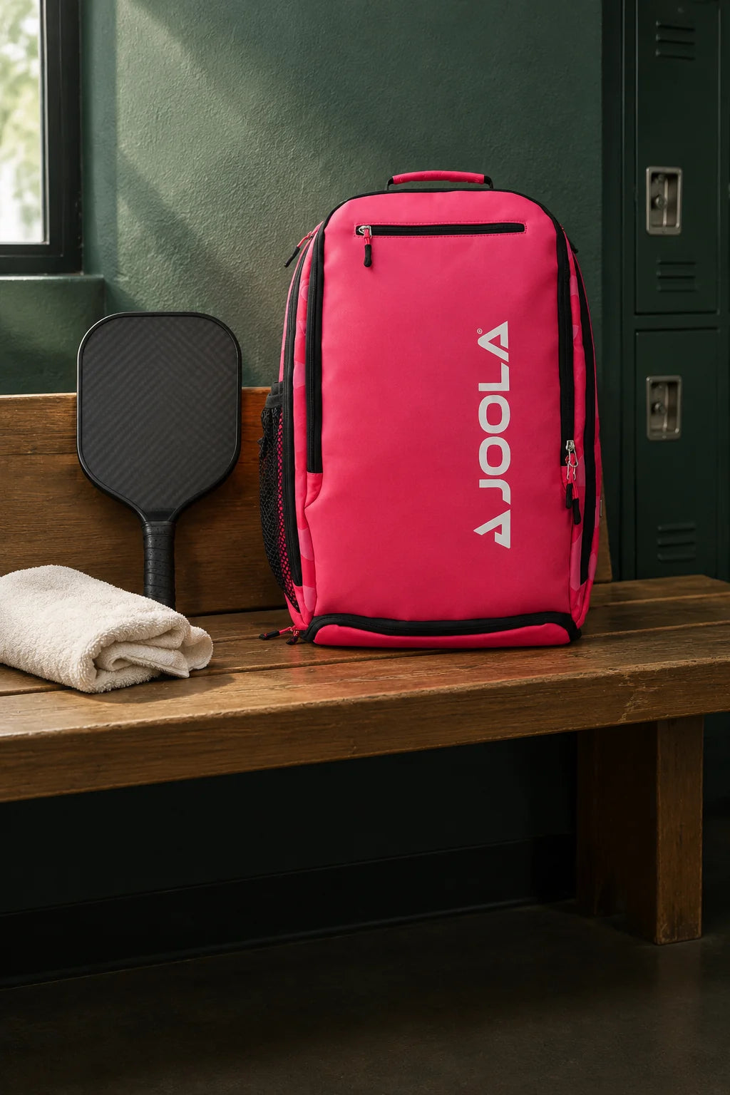 Pink JOOLA Vision II Deluxe bag ready for a day on court
